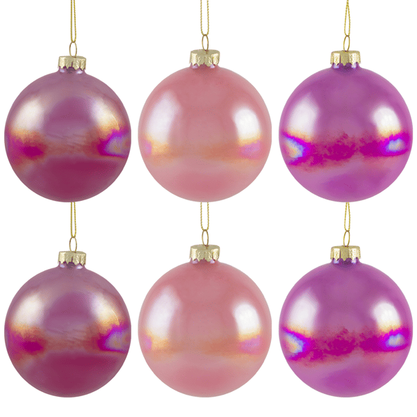 Northlight 6ct. Pink Shiny Glass Ball Christmas Ornaments
