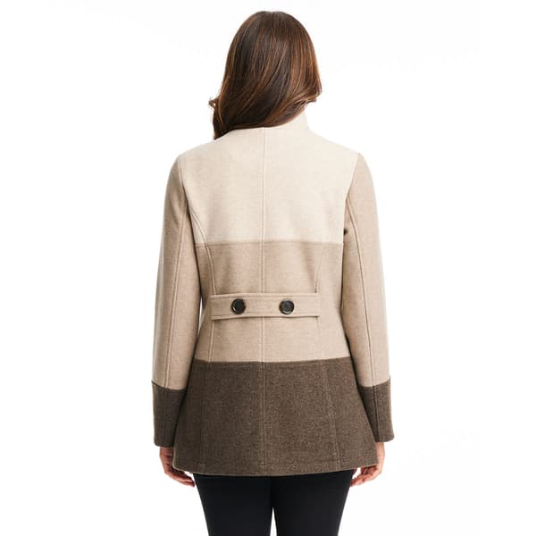 Womens d.e.t.a.i.l.s Faux Wool Color Block Coat
