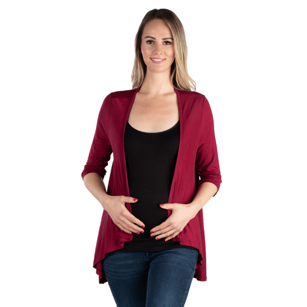 Plus Size 24/7 Comfort Apparel Elbow Sleeve Maternity Cardigan - image 