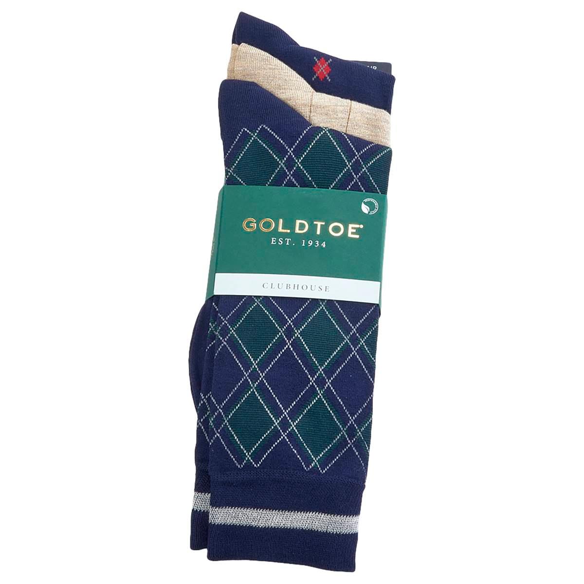 Mens Gold Toe® 3pk. Clubhouse Crew Dress Socks - Navy/Multi