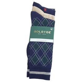 Mens Gold Toe&#40;R&#41; 3pk. Clubhouse Crew Dress Socks - Navy/Multi
