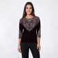 Petite Emily Daniels 3/4 Sleeve Rhinestone Paisley Sweater - image 1