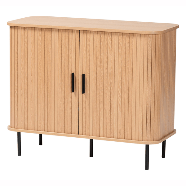 Baxton Studio Lucia Fluted Wood Storage Cabinet - image 
