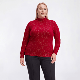 Plus Size Hasting & Smith Long Sleeve Metallic Dot Mock Neck Tee