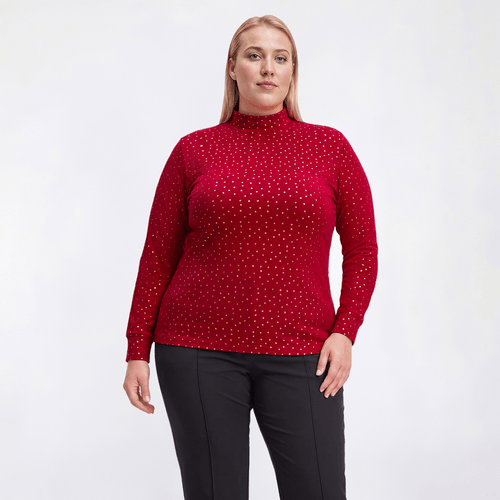 Plus Size Hasting & Smith Long Sleeve Metallic Dot Mock Neck Tee