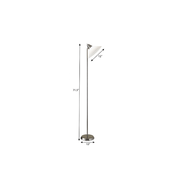 HomeRoots 72in. Silver Lamp with White Plastic Shade