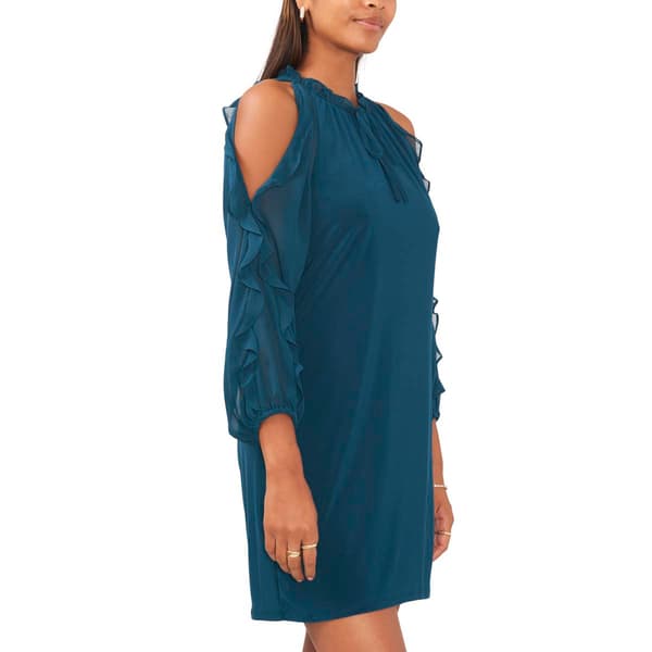Womens MSK Cold Shoulder Ruffle Sheath Trim Dress