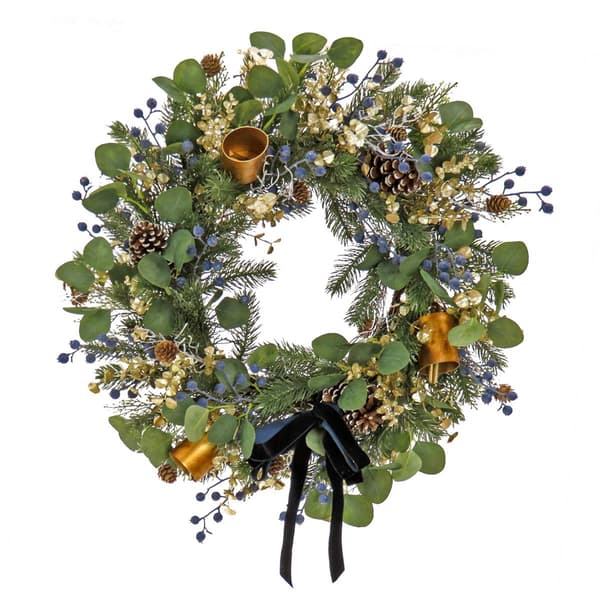 National Tree 28in. Swiss Chic Blue/Champagne Wreath