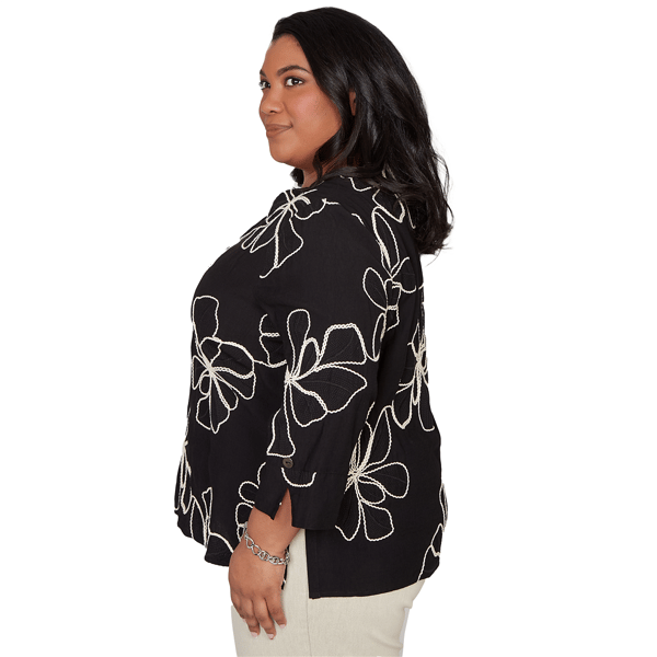 Plus Size Alfred Dunner Detail Driven Floral Embroidery Blouse