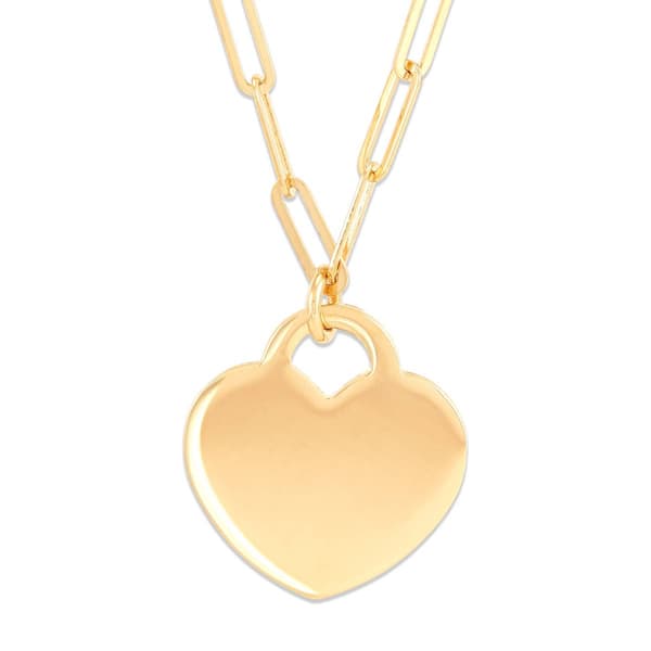 Gold Classics(tm) Polished Heart on Paperclip Chain Pendant Necklace - image 