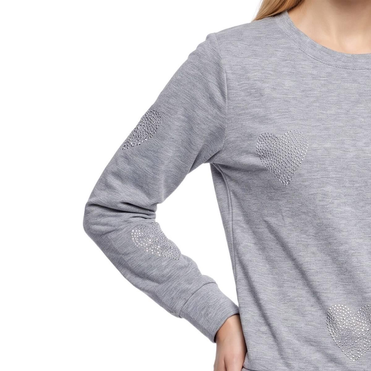 Womens NY Collection Long Sleeve Sequin Heart Sweatshirt