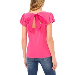 Womens Cece Short Ruffle Sleeve Solid Blouse
