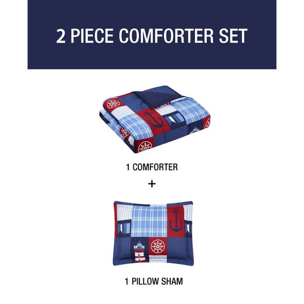 Home Retreat Nautical Patch Reversible Comforter Bedding Set