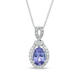 10kt. White Gold Pear Tanzanite 1/8ctw. Diamond Pendant