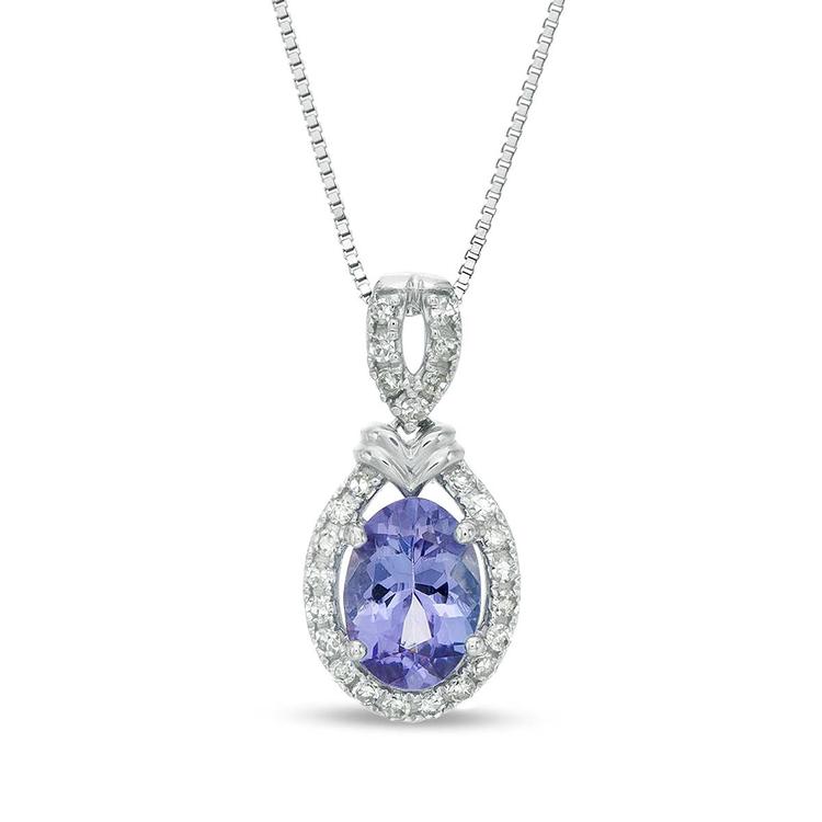 10kt. White Gold Pear Tanzanite 1/8ctw. Diamond Pendant