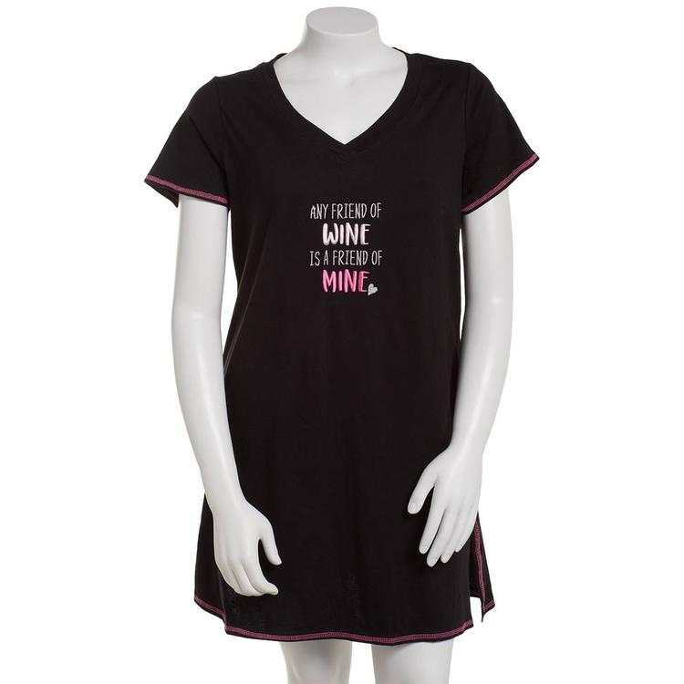 Plus Size René Rofé® Friend Of Wine Is Friend Of Mine Nightshirt
