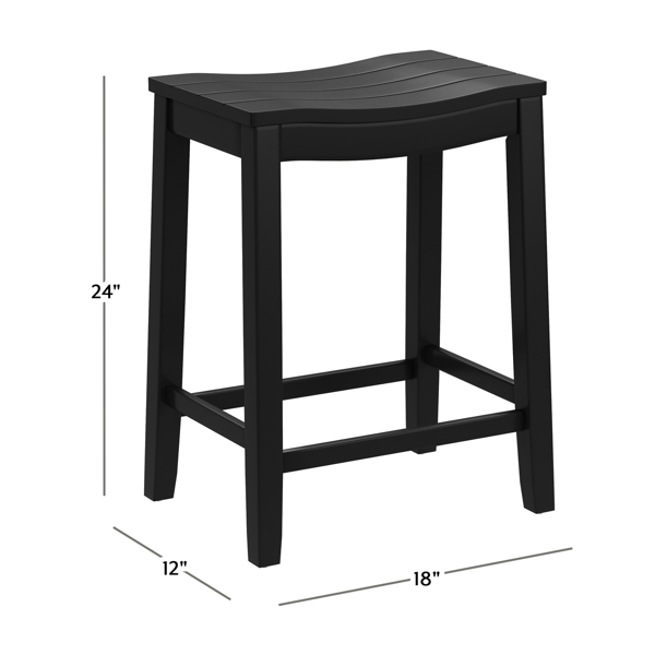 HH2 Home Fiddler Black Backless Saddle Seat Counter Height Stool