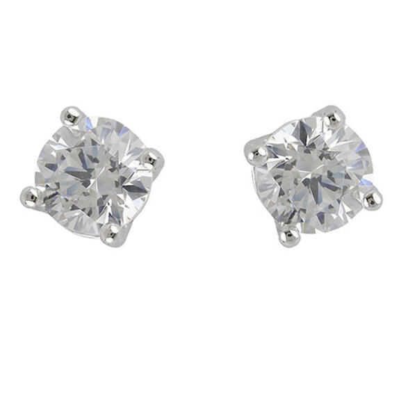 Sterling Silver 4mm Cubic Zirconia Stud Earrings - image 