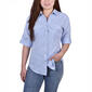 Womens NY Collection Roll Tab Stripe Cotton Poly Rib Top - image 1