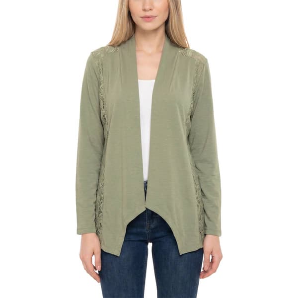 Petite NY Collection Long Sleeve Solid Open Front Cardigan