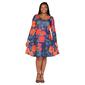 Plus Size 24/7 Comfort Apparel Navy Floral Knee Length Dress - image 1