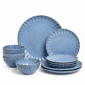 Sango Frill Reactive 12pc. Blue Stoneware Dinnerware Set - image 1