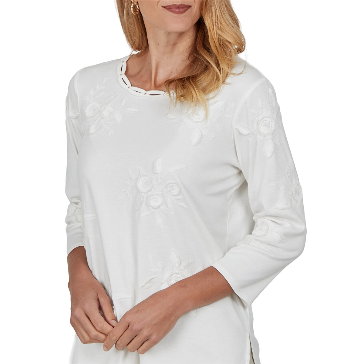 Womens Alfred Dunner Sunset Ridge Textured Tonal Floral Blouse