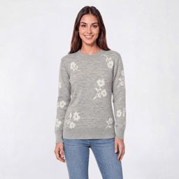 Womens Erika Long Sleeve Floral Intarsia Sweater