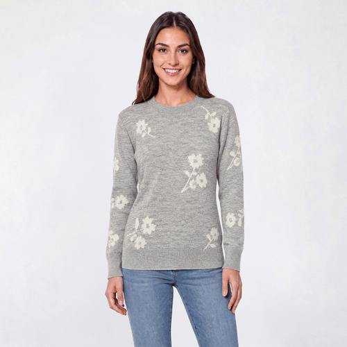 Womens Erika Long Sleeve Floral Intarsia Sweater