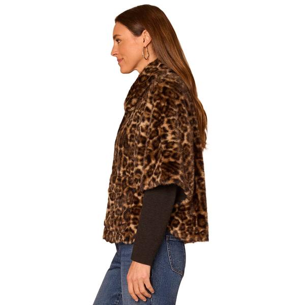 Womens Democracy Wide Collar Plush Leopard Capelet