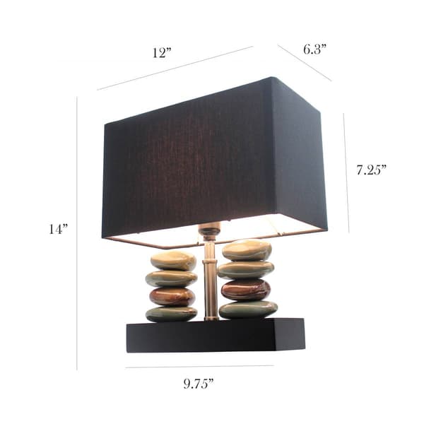 Elegant Designs Dual Stacked Stone Black Shade Ceramic Table Lamp