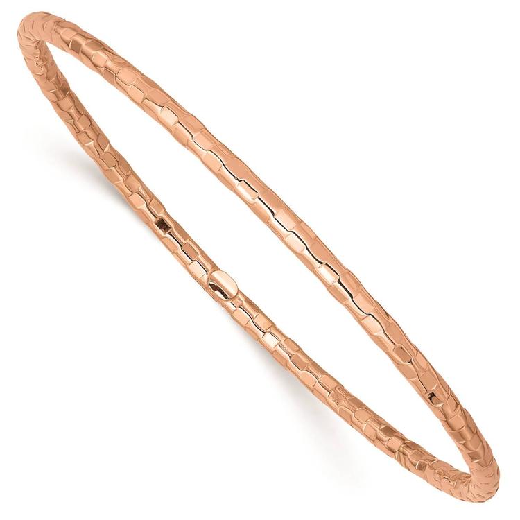 Gold Classics(tm)14kt. Rose Gold Polished Textured Bangle Bracelet