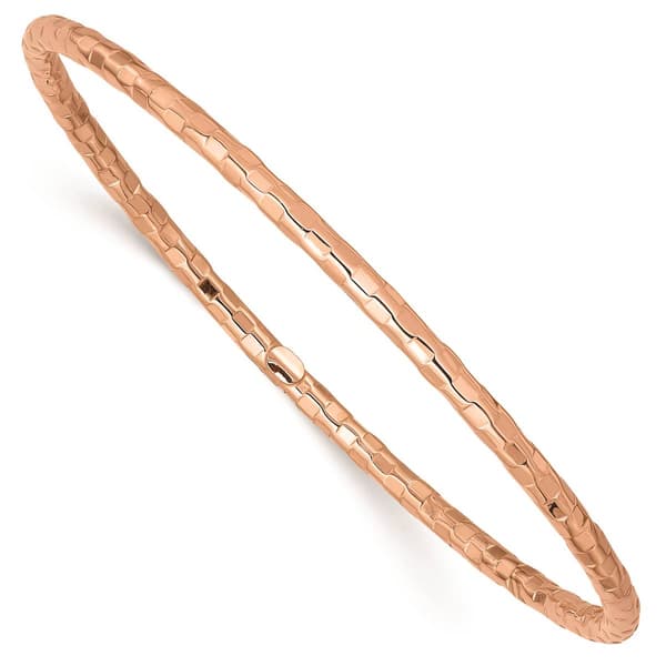 Gold Classics&#40;tm&#41;14kt. Rose Gold Polished Textured Bangle Bracelet - image 