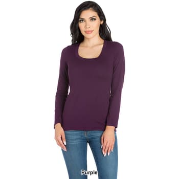 Womens 24/7 Comfort Apparel Solid Long Sleeve Tee - Boscov's