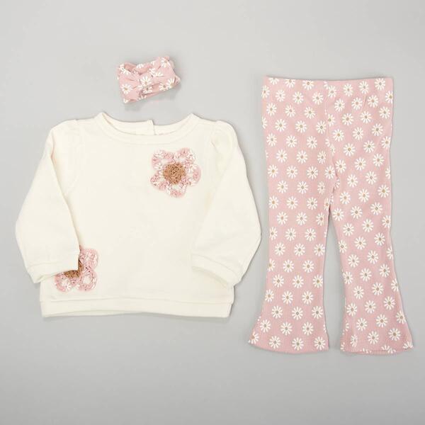 Baby Girl &#40;12-24M&#41; Little Lass&#40;R&#41; Daisy Applique Top & Flare Pants - image 