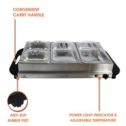 MegaChef Buffet Server & Food Warmer w/ 4 Removable Trays