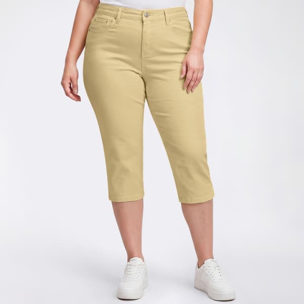 Plus Size Tailormade 5 Pocket Solid Capri Pants - image 