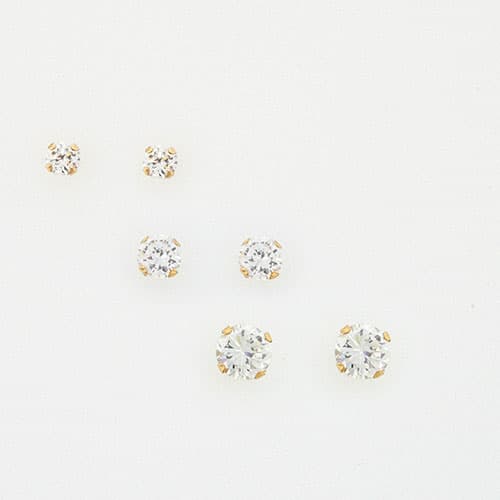 10kt. Yellow Gold Round Cubic Zirconia Earrings - image 