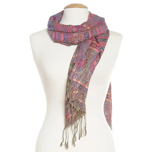 Womens Paisley Striped Jacquard Pashmina - image 