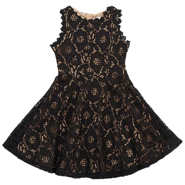 Girls &#40;7-16&#41; Rare Editions Two-Tone Crochet Lace Skater Dress - image 