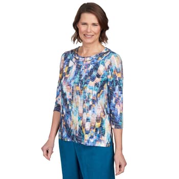 Petite Alfred Dunner Classics Brushstrokes Blouse - Boscov's