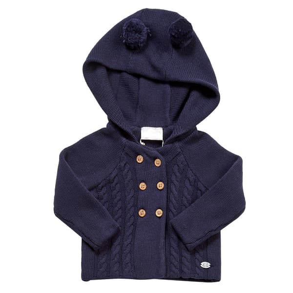 Baby Unisex (NB-9M) Rock A Bye Baby(R) Navy Ear Hooded Cardigan - image 