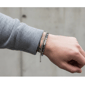 Mens Iron Saints Silver Dual Layer Blue Bead Id Plate Bracelet - image 4