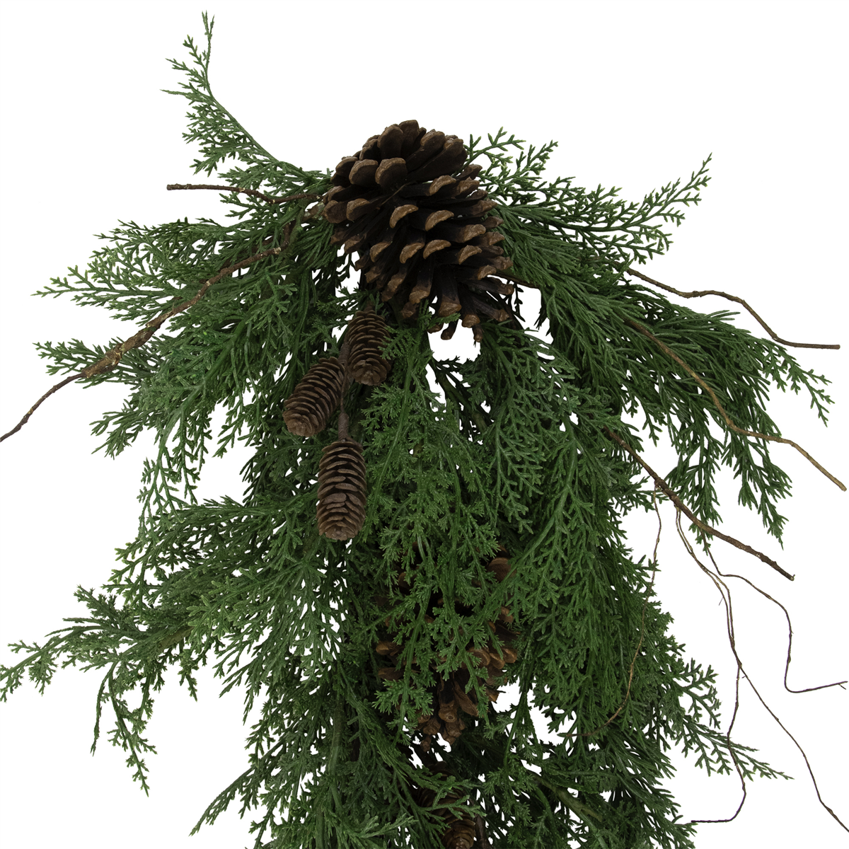 Northlight 26in. Pinecone & Cedar Christmas Teardrop Swag