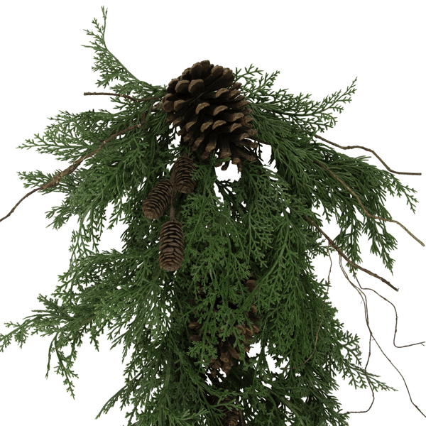 Northlight 26in. Pinecone & Cedar Christmas Teardrop Swag