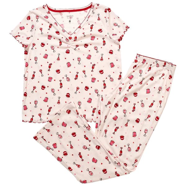 Womens Jaclyn Short Sleeve Drinks Pointelle Pajama Set