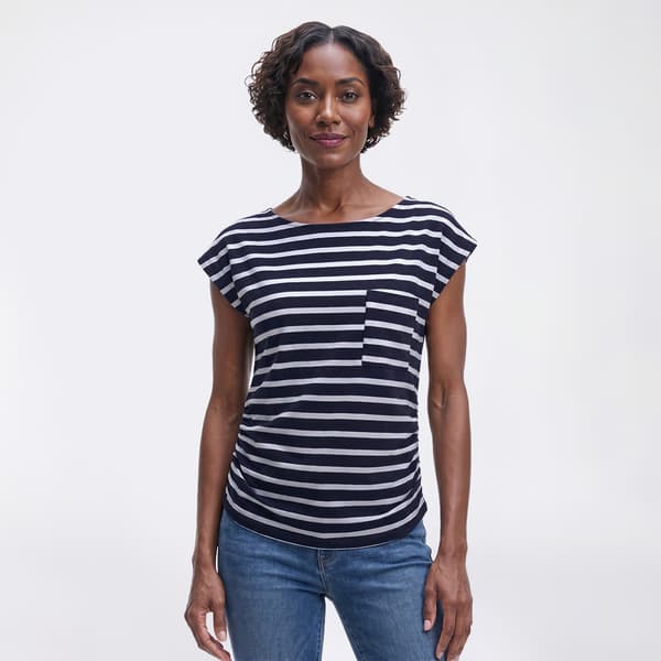 Petite Preswick & Moore Stripe Side Ruching Tee - image 