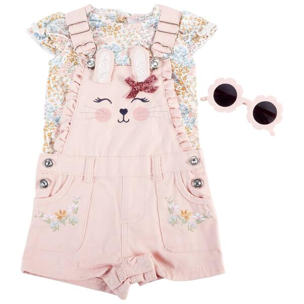 Baby Girl &#40;12-24M&#41; Little Lass&#40;R&#41; Floral Top & Shortall w/ Glasses - image 