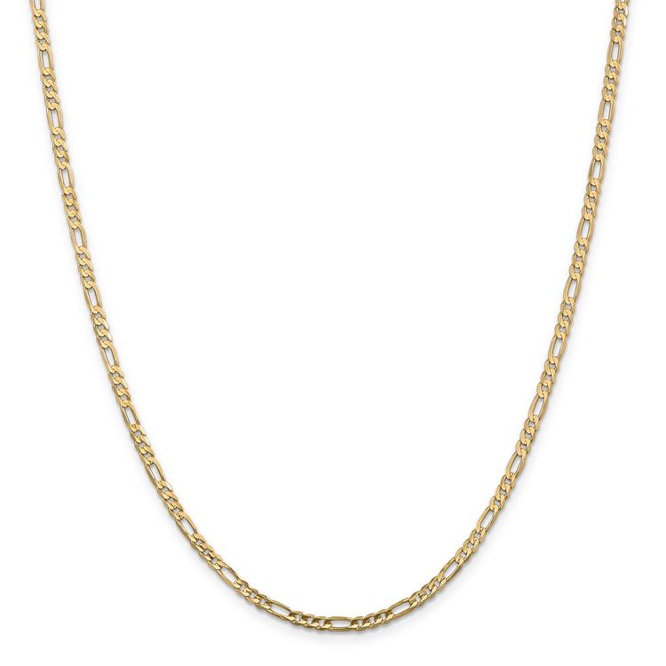 Unisex Gold Classics(tm) 3mm. 14k Concave Open Figaro Chain Necklace