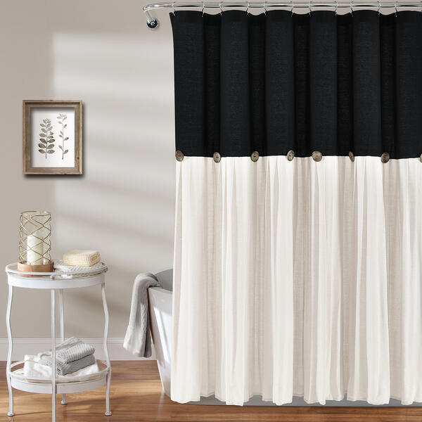 Lush Decor(R) Linen Button Shower Curtain - image 